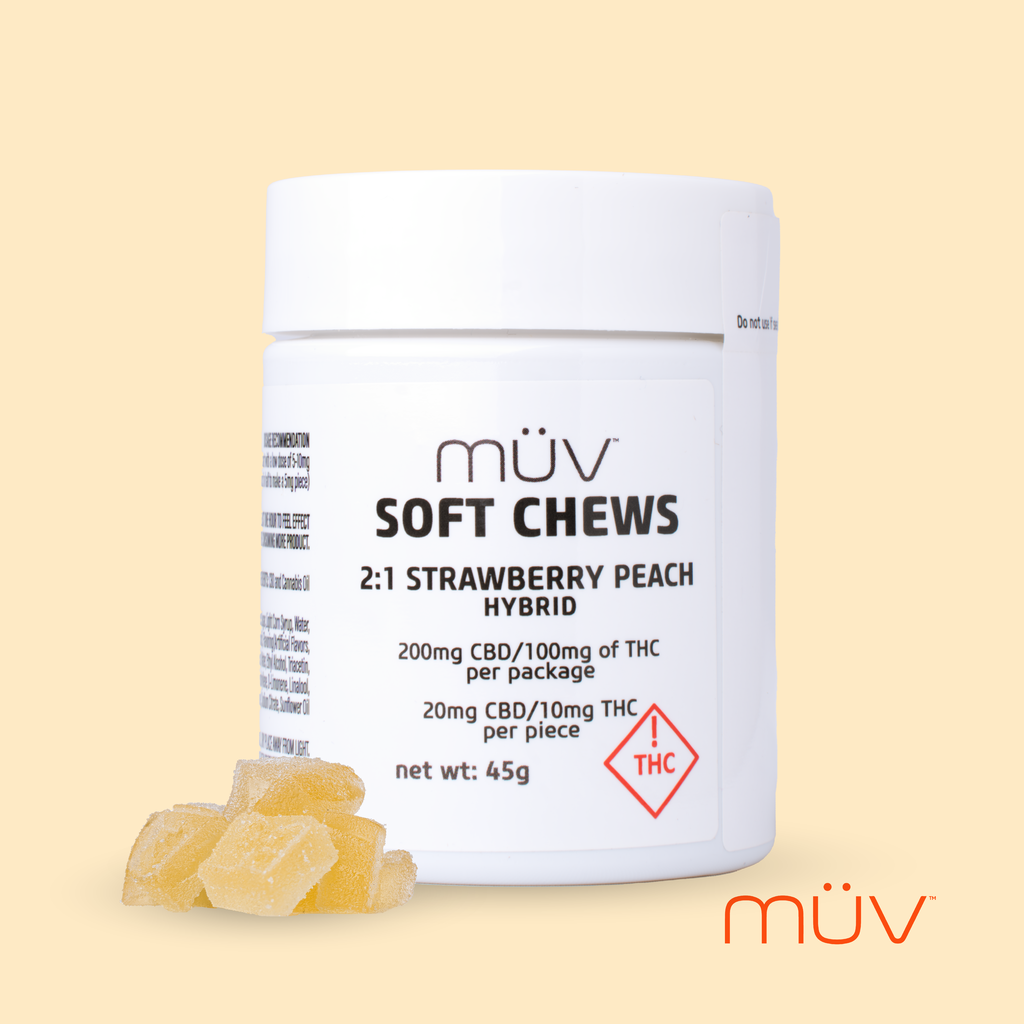 Strawberry Peach  2:1 CBD:THC Soft Chews