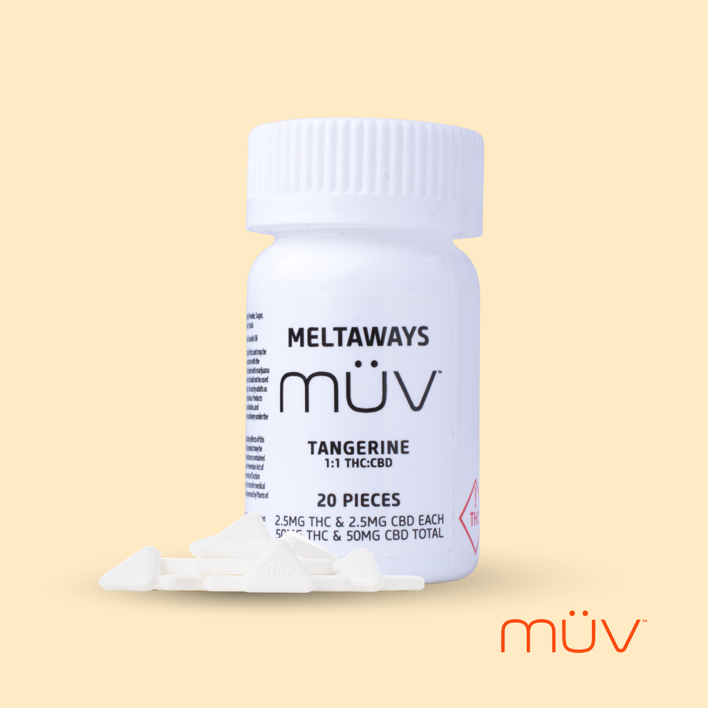 MÜV Tangerine 1:1 CBD:THC Meltaways Ratio Mints Edible, 100mg, 20-Pack