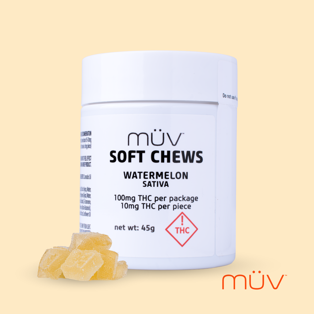MÜV Watermelon Soft Chews Soft Chews Edible, 100mg, 10-Pack