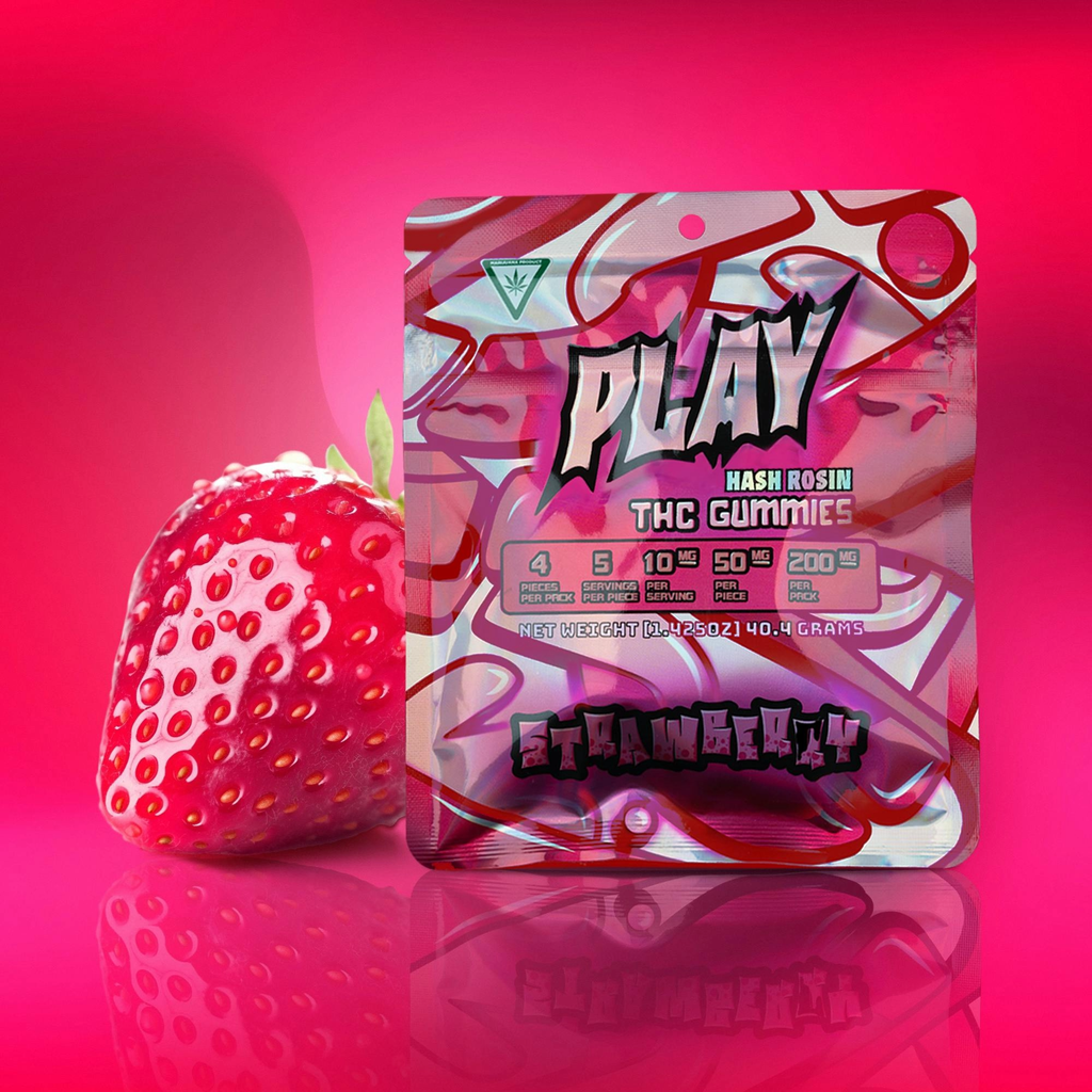 Play Strawberry Gummy Candy Edible, 200mg, 4pk