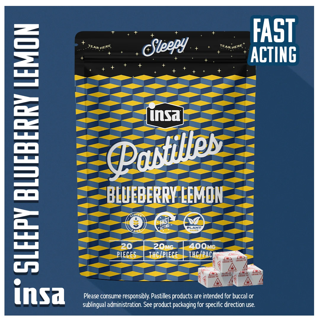 INSA Pastilles 2:1 THC:CBN Blueberry Lemon Diamond Troches, 400mg, 20pk