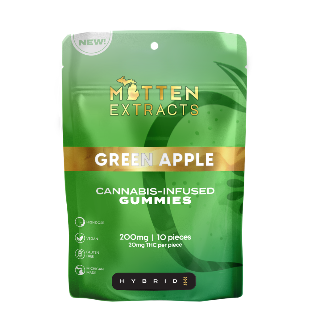 Mitten Extracts Green Apple Gummy Candy Edible, 200mg, 10pk
