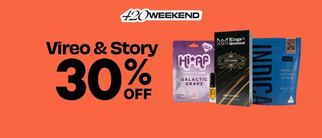 Cannabis Promo, Cannabis Sales, Cannabis Discounts, Cannabis on Sale, 30% Off Vireo & Story Brands