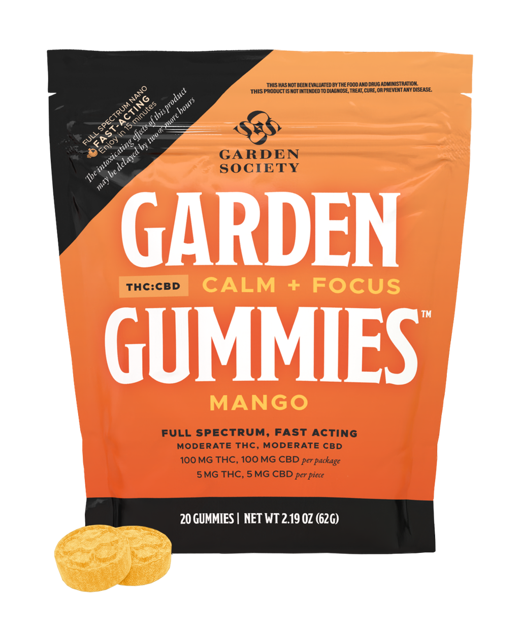 Garden Society Mango 1:1 THC:CBD Gummies 100mg
