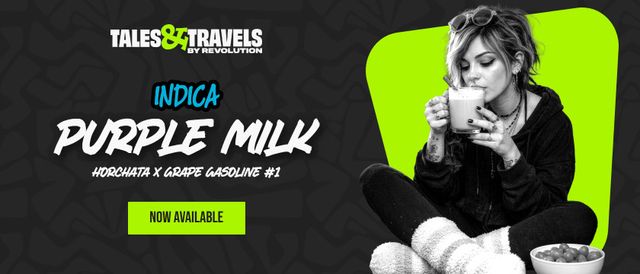 Cannabis Promo, Cannabis Sales, Cannabis Discounts, Cannabis on Sale, Tales & Travels Purple Milk