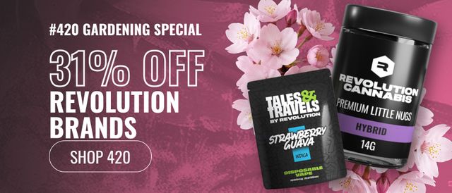 Cannabis Promo, Cannabis Sales, Cannabis Discounts, Cannabis on Sale, 31% off Revolution Cannabis and Tales & Travels