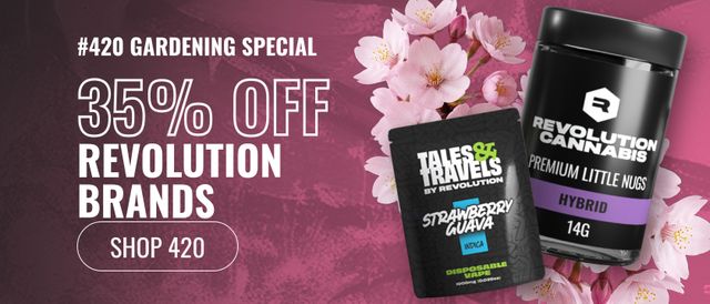 Cannabis Promo, Cannabis Sales, Cannabis Discounts, Cannabis on Sale, 35% off Revolution Cannabis and Tales & Travels