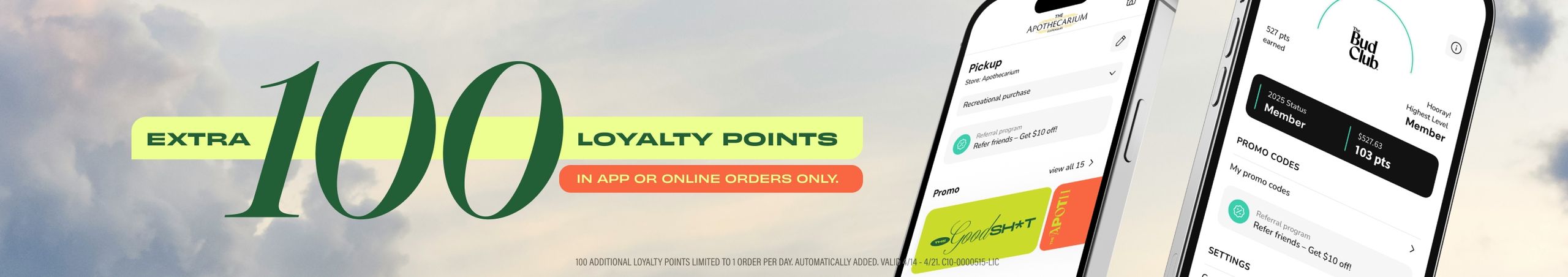 ONLINE/IN-APP EXCLUSIVE! 100 Extra Loyalty Points Available! Cannabis Promo, Cannabis Sales, Cannabis Discounts, Cannabis on Sale, ONLINE/IN-APP EXCLUSIVE! 100 Extra Loyalty Points Available!