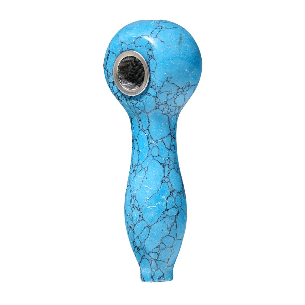 Medusa Gemstone Spoon Hand Pipe Blue Turquoise