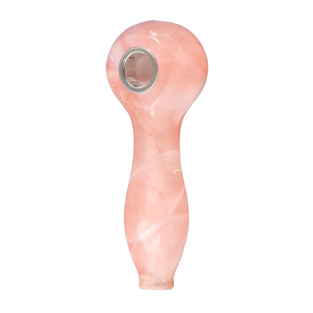 Medusa Gemstone Spoon Hand Pipe Pipes, Rose Quartz
