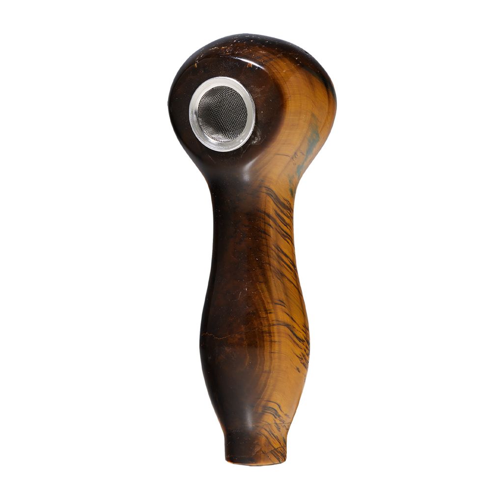 Medusa Gemstone Spoon Hand Pipe Tiger's Eye