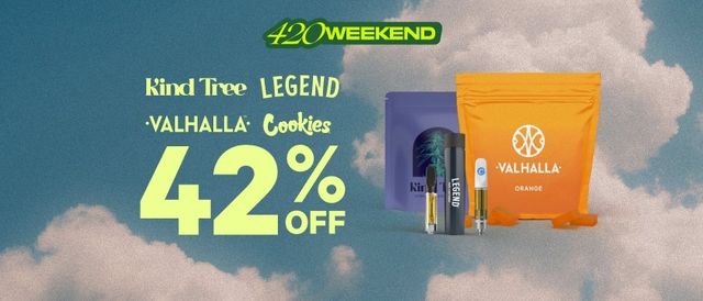 Cannabis Promo, Cannabis Sales, Cannabis Discounts, Cannabis on Sale, 42% Off Kind Tree, Legend, Cookies & Valhalla