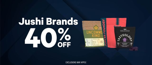 Cannabis Promo, Cannabis Sales, Cannabis Discounts, Cannabis on Sale, 40% Off Jushi Brands