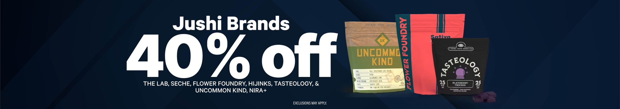 Cannabis Promo, Cannabis Sales, Cannabis Discounts, Cannabis on Sale, 40% Off Jushi Brands