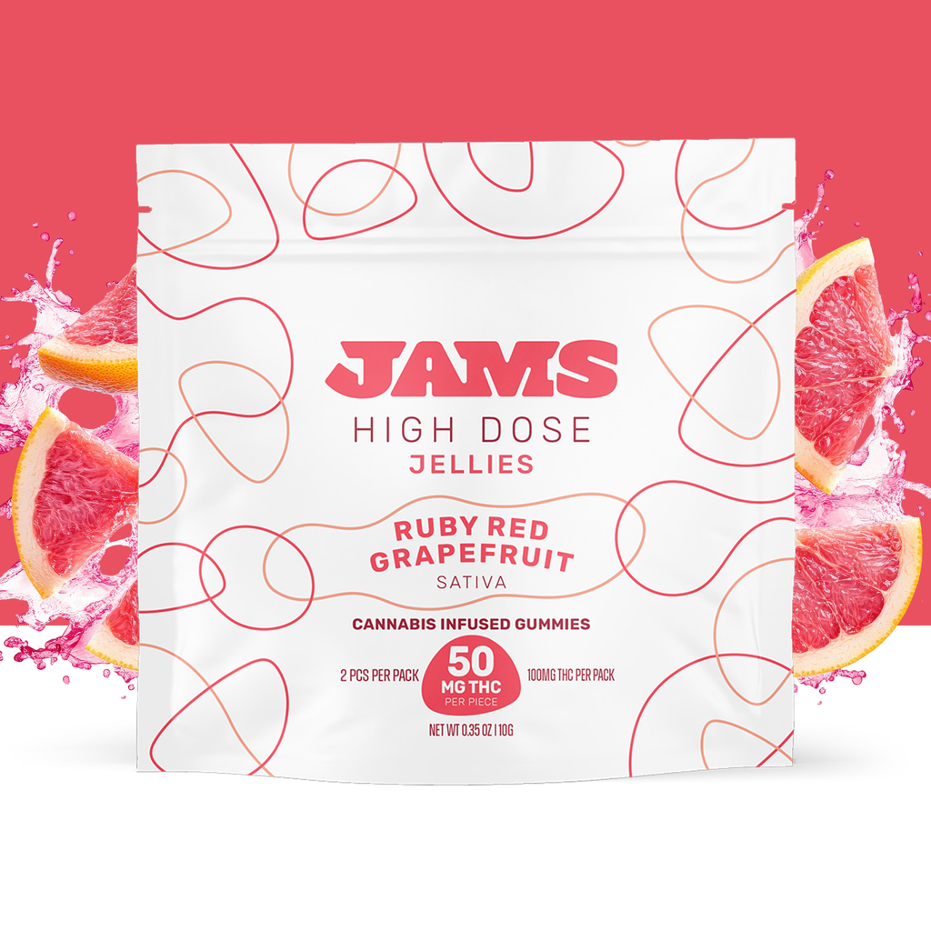 Jams Ruby Red Grapefruit Gummy Candy Edible, 100mg, 2pk