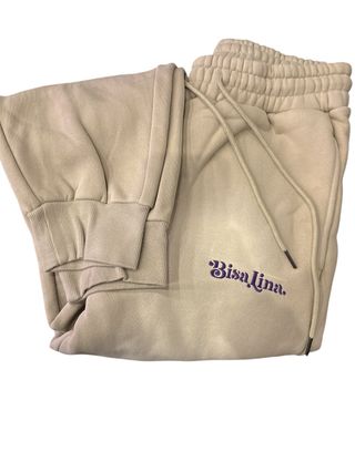 White + Purple Embroidered Sweatpants Bisa Premium