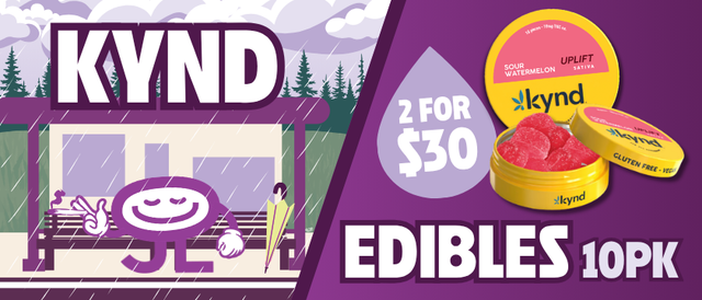 Cannabis Promo, Cannabis Sales, Cannabis Discounts, Cannabis on Sale, 2 for $30 Kynd 10 Pack Edibles
