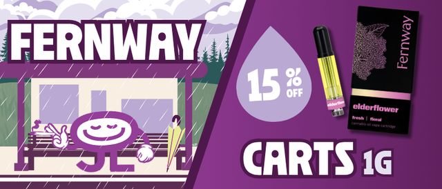 Cannabis Promo, Cannabis Sales, Cannabis Discounts, Cannabis on Sale, 15% Off Fernway 1G Cartridge