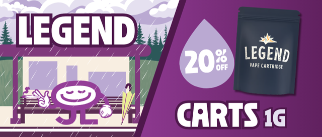 Cannabis Promo, Cannabis Sales, Cannabis Discounts, Cannabis on Sale, 20% Off Legend 1G Cartridge