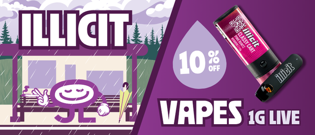 Cannabis Promo, Cannabis Sales, Cannabis Discounts, Cannabis on Sale, 10% Off Illicit 1G Live Vapes