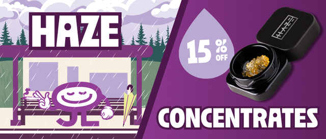 Cannabis Promo, Cannabis Sales, Cannabis Discounts, Cannabis on Sale, 15% Off Haze Concentrates