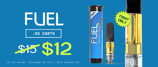 Cannabis Promo, Cannabis Sales, Cannabis Discounts, Cannabis on Sale, $12 Fuel Carts 0.5G - TODAY ONLY!