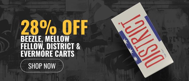 Cannabis Promo, Cannabis Sales, Cannabis Discounts, Cannabis on Sale, 28% off Beezle, Mellow Fellow, District & Evermore Carts