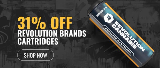 Cannabis Promo, Cannabis Sales, Cannabis Discounts, Cannabis on Sale, 31% Off Revolution Cartridges