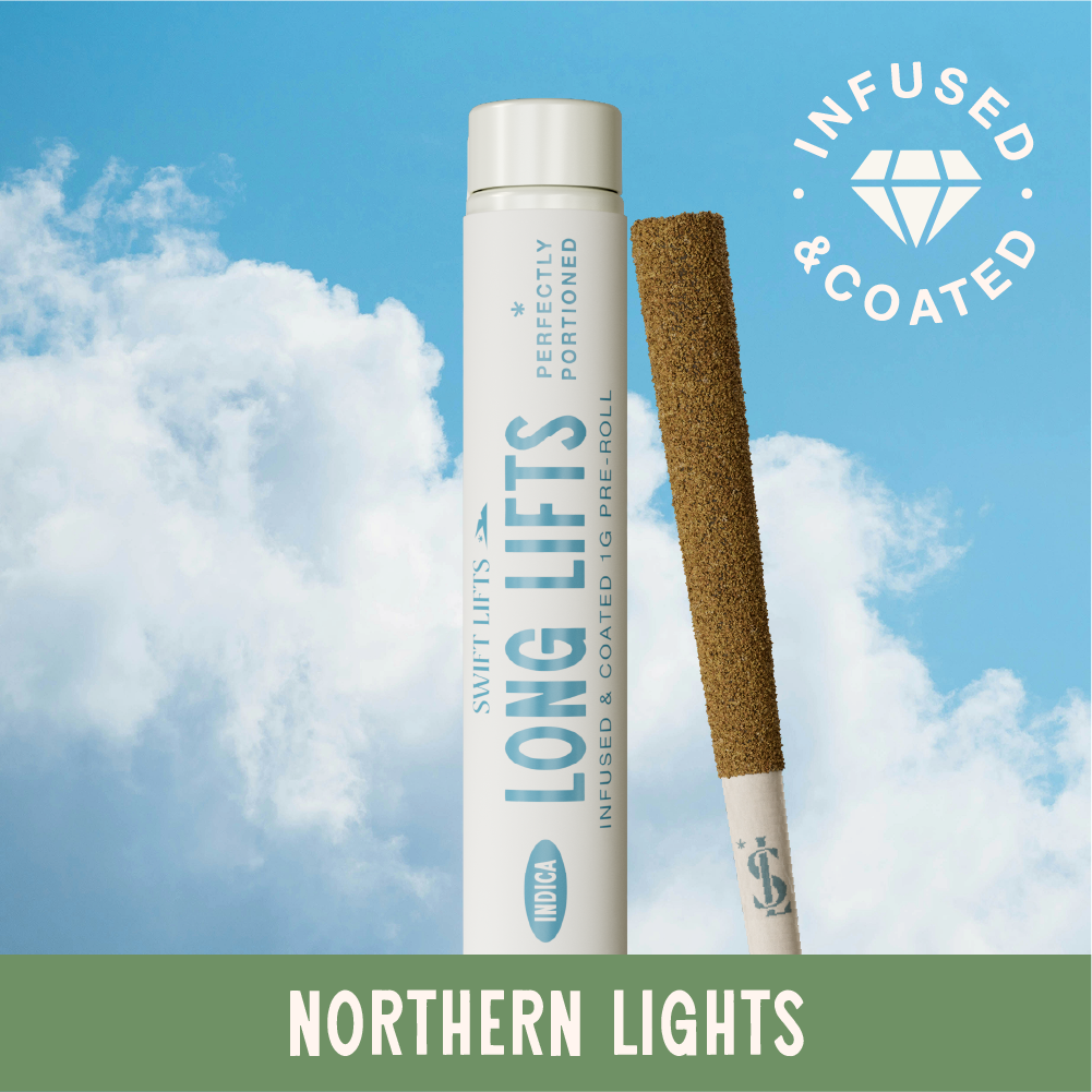 Swift Lifts Long Lifts Infused & Kief Coated Northern Lights Infused Pre-Roll Single, 1g, 1pk