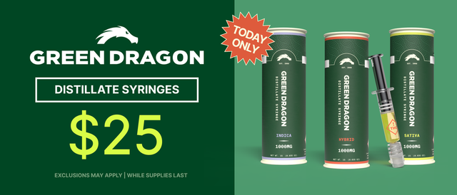 Cannabis Promo, Cannabis Sales, Cannabis Discounts, Cannabis on Sale, Green Dragon Distillate $25 - TODAY ONLY!