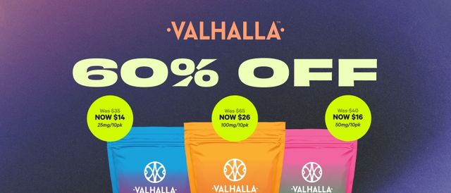 Cannabis Promo, Cannabis Sales, Cannabis Discounts, Cannabis on Sale, 60% Off Valhalla