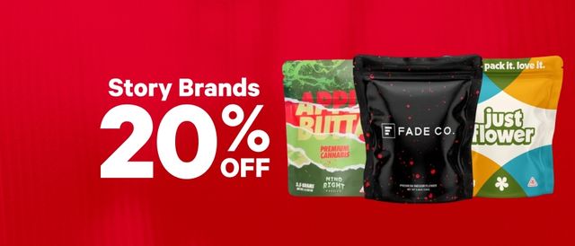 Cannabis Promo, Cannabis Sales, Cannabis Discounts, Cannabis on Sale, 20% Off Story Brands