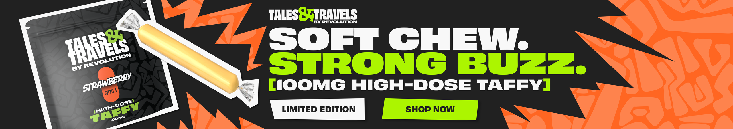 Cannabis Promo, Cannabis Sales, Cannabis Discounts, Cannabis on Sale, Tales & Travels High-Dose Taffy