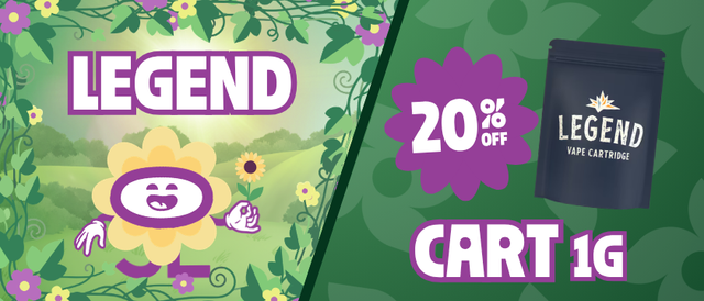 Cannabis Promo, Cannabis Sales, Cannabis Discounts, Cannabis on Sale, 20% Off Legend 1G Cartridge