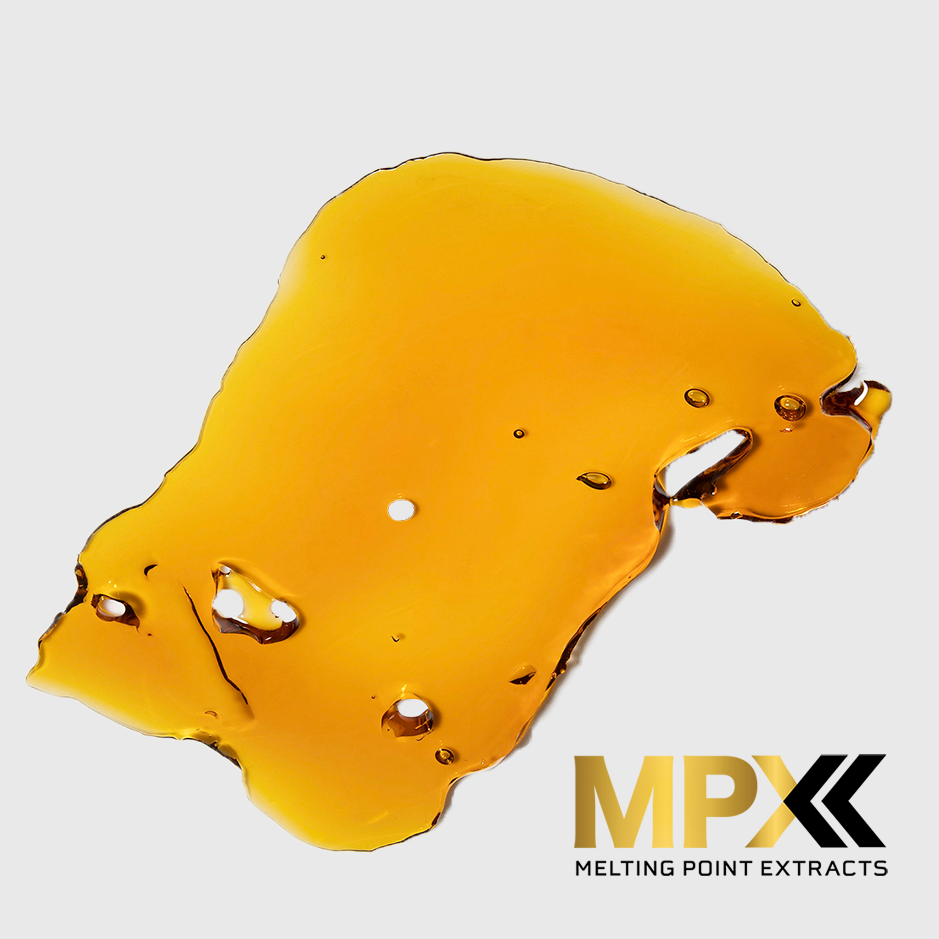 Melting Point Extracts (MPX) Orange Drizzle Shatter Cured Resin Concentrate, 1.0g Cured