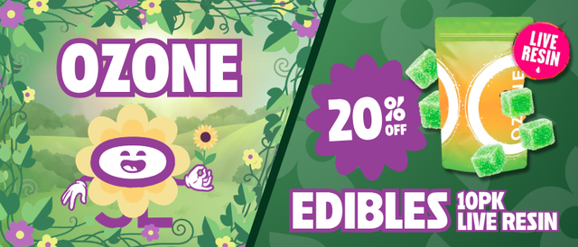 Cannabis Promo, Cannabis Sales, Cannabis Discounts, Cannabis on Sale, 20% Off Ozone Live Resin 10 Pack Edibles