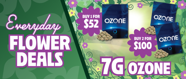 Cannabis Promo, Cannabis Sales, Cannabis Discounts, Cannabis on Sale, $52 Ozone 7G Flower