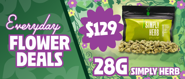 Cannabis Promo, Cannabis Sales, Cannabis Discounts, Cannabis on Sale, $129 Simply Herb 28G Smalls