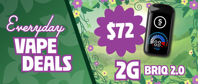Cannabis Promo, Cannabis Sales, Cannabis Discounts, Cannabis on Sale, $72 Select Briq 2.0 Disposable 2G