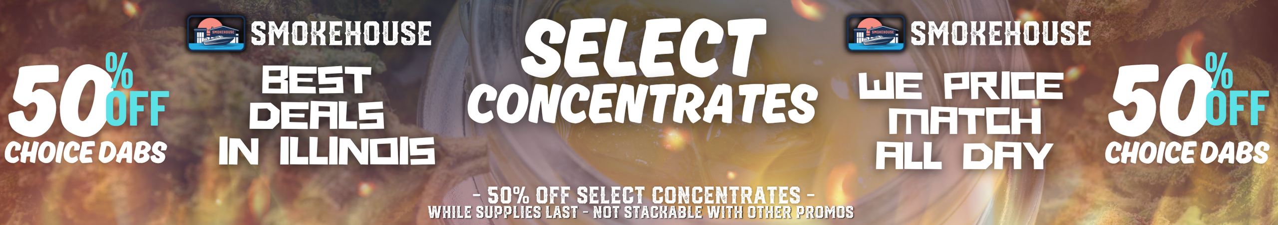 Cannabis Promo, Cannabis Sales, Cannabis Discounts, Cannabis on Sale, 50% off Select Concentrates