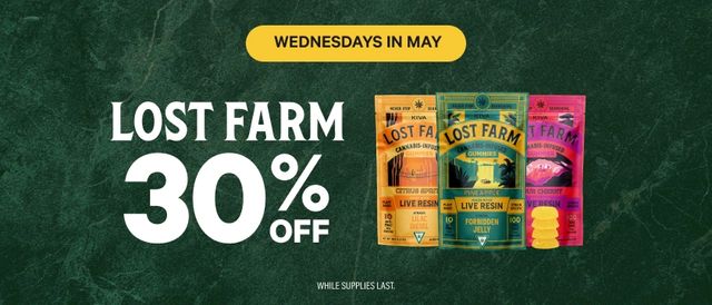 Cannabis Promo, Cannabis Sales, Cannabis Discounts, Cannabis on Sale, WEDNESDAYS: 30% Off Lost Farm