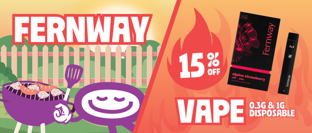 Cannabis Promo, Cannabis Sales, Cannabis Discounts, Cannabis on Sale, 15% Off Fernway 0.3G & 1G Disposable