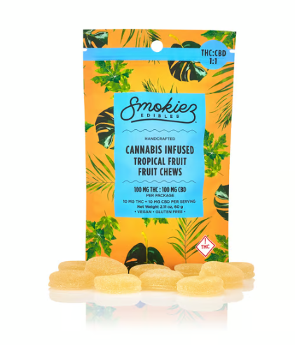 Smokiez Sweet Tropical (THC : CBD) 1:1 Gummies 100mg 10pk