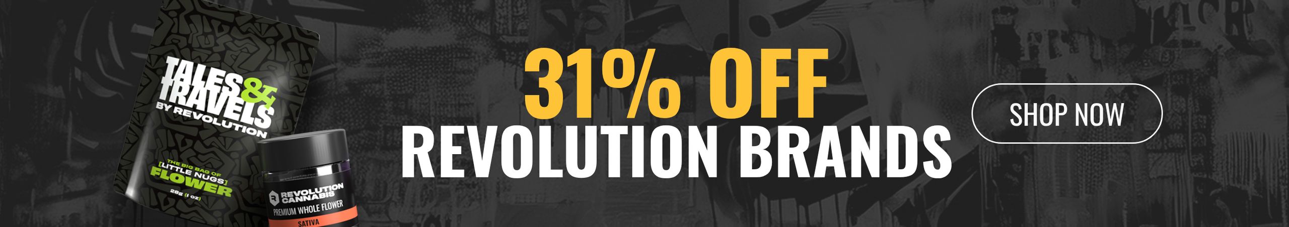 Cannabis Promo, Cannabis Sales, Cannabis Discounts, Cannabis on Sale, 31% Off Revolution and Tales & Travels