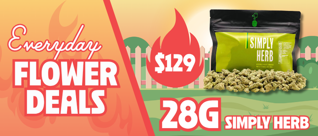 Cannabis Promo, Cannabis Sales, Cannabis Discounts, Cannabis on Sale, $129 Simply Herb 28G Smalls