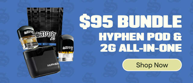 Cannabis Promo, Cannabis Sales, Cannabis Discounts, Cannabis on Sale, $95 Bundle Savvy Hyphen 2g AIO & Pod