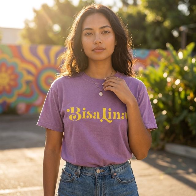 Purple & Yellow Bisa Lina T-Shirt Bisa Premium