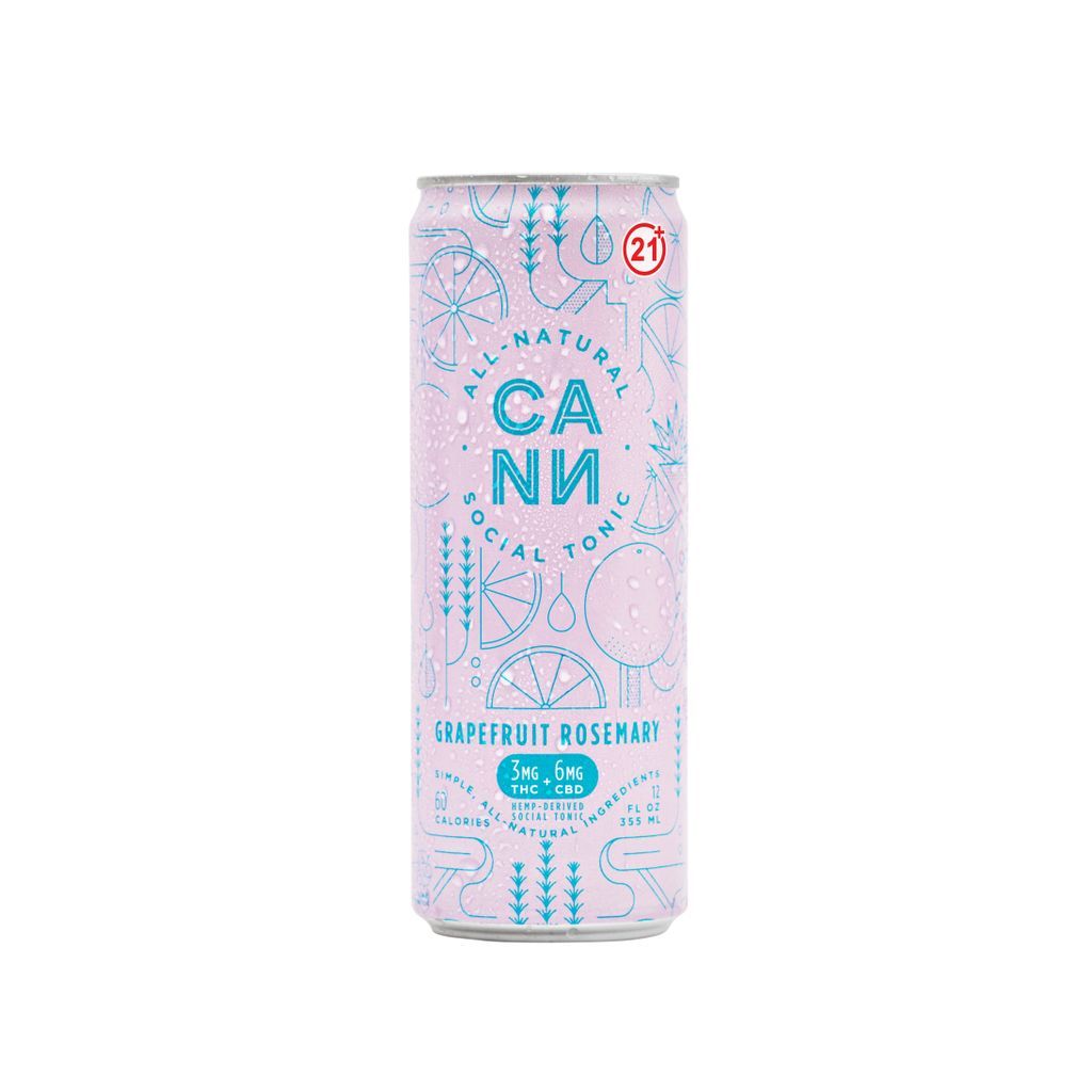 CANN Grapefruit Rosemary Seltzer Carbonated Hemp Beverage, 3mg