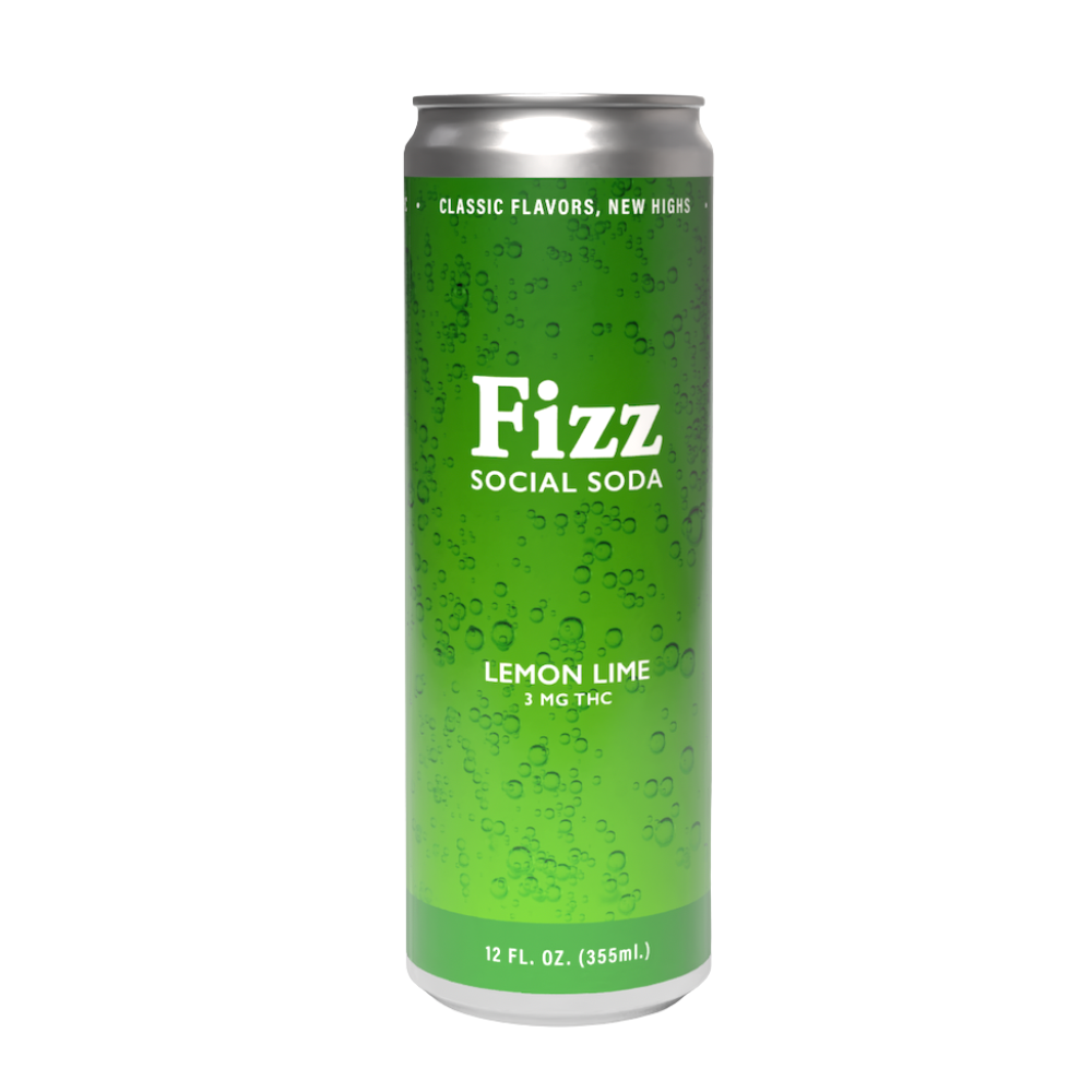Fizz Social Soda Lemon Lime Soda Carbonated Hemp Beverage, 3mg