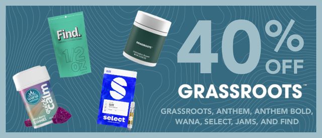 Cannabis Promo, Cannabis Sales, Cannabis Discounts, Cannabis on Sale, 40% off Grassroots